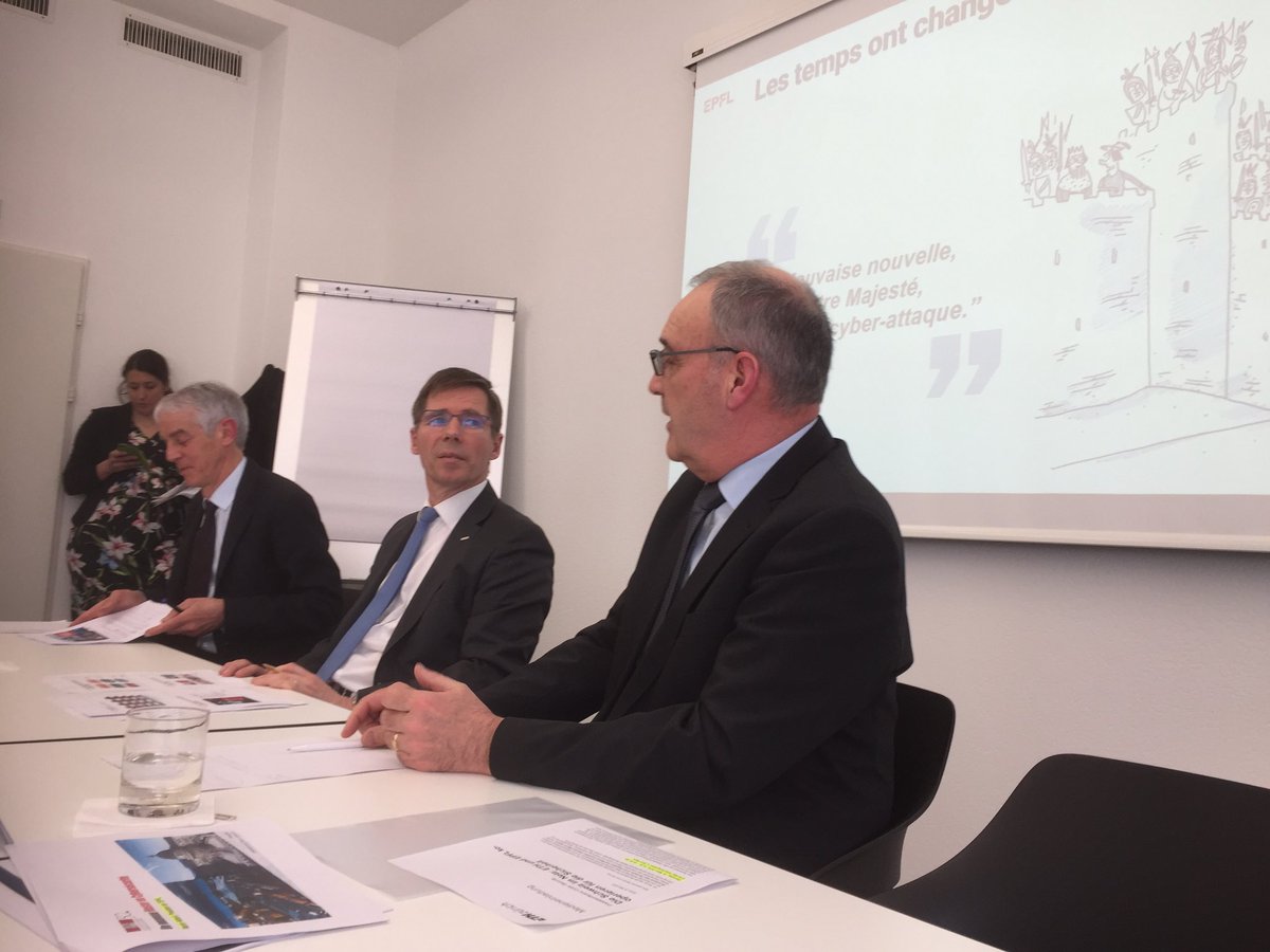 Joel_Mesot's tweet photo. Presentation of the new joint @ETH_en and @epfl_en master in #cybersecurity in presence of Federal Councillor @ParmelinG
#ZISC https://t.co/img2njVPHD