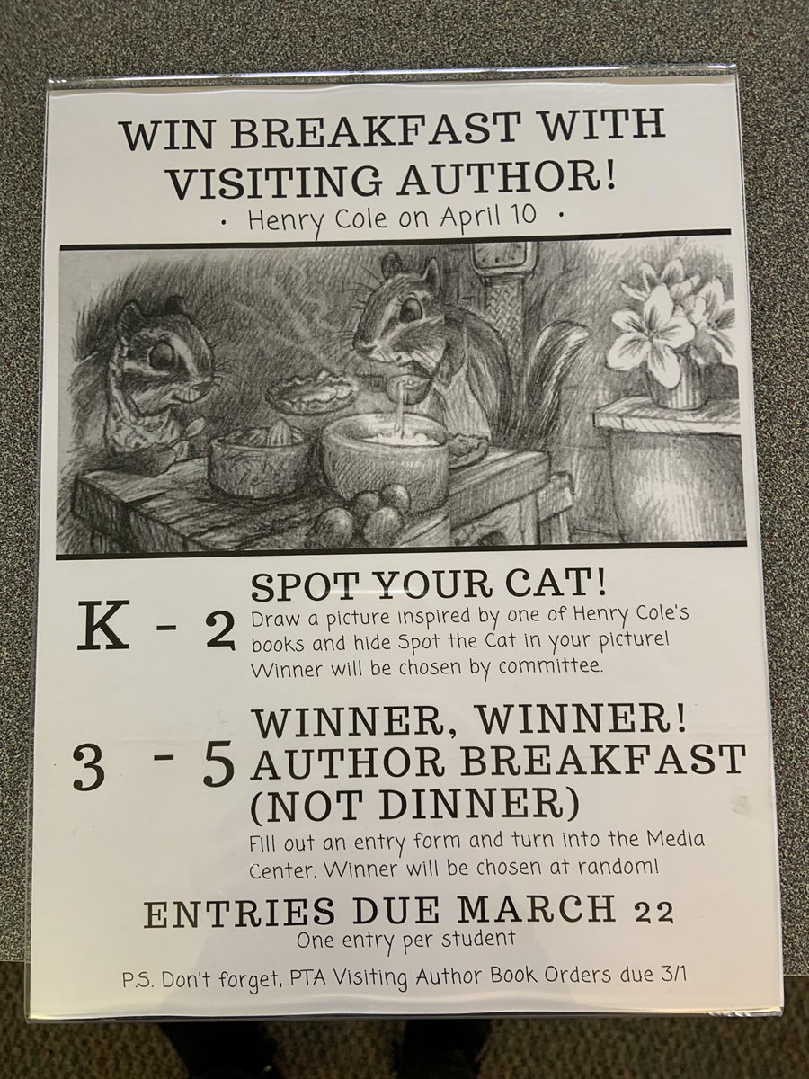 Reminder that contest entries for the <a href="/henrycoledraws/">Henry Cole</a> Visiting Author visit are due this Friday, 3/22! <a href="/BaucomPTA/">Baucom PTA</a> <a href="/baucomes/">Baucom Elementary School</a>