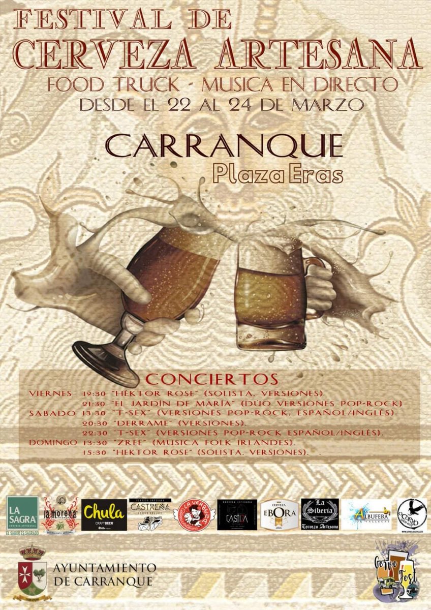 PsoeCarranque's tweet photo. Buenas tardes Carranque!!
Del 22 al 24 se celebra en la plaza de las Eras, el Festival de la cerveza artesana, habrá actuaciones en directo...
¡¡Nosotros vamos, ¿ y tú? 
#SomosCarranque https://t.co/EocicY8cuJ