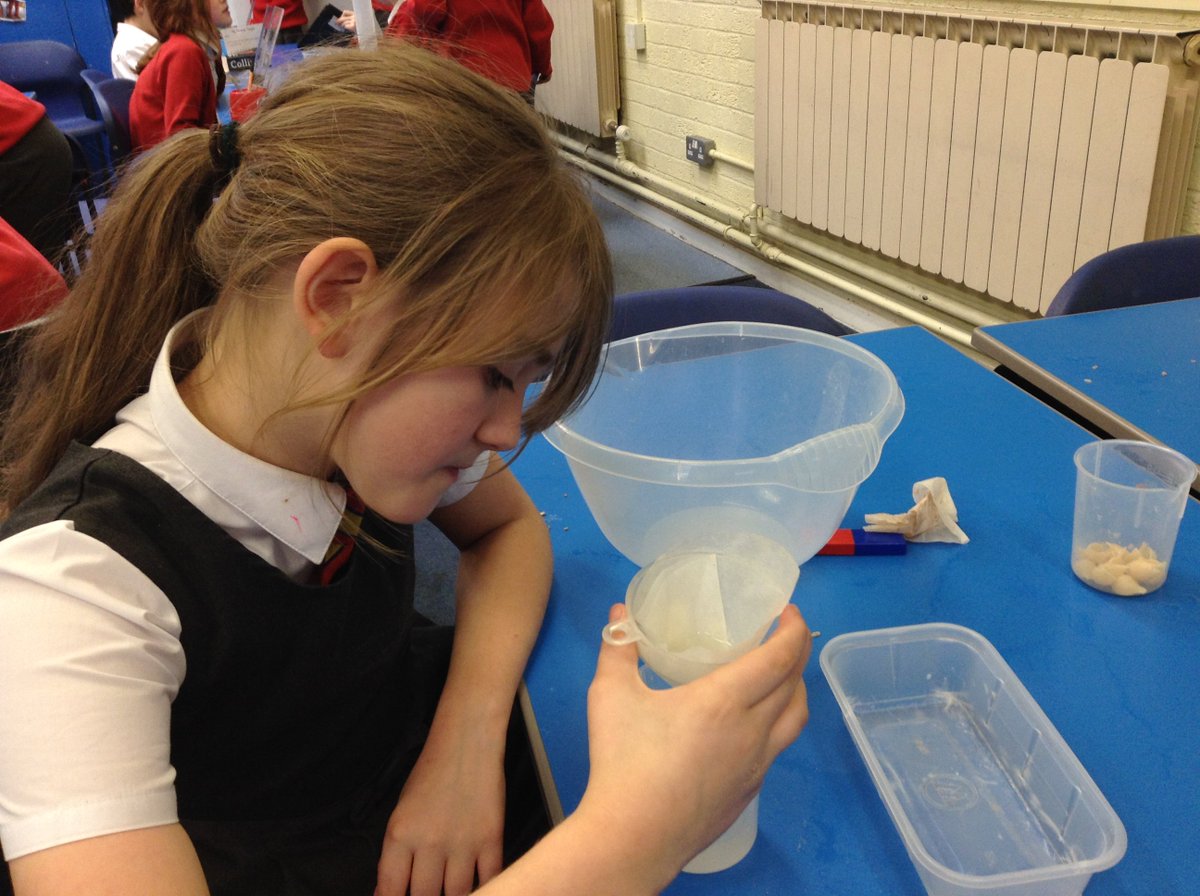 stmatprimaryY5's tweet photo. Year 5 worked really hard as scientists this afternoon. They were given the task of identifying and separating all 7 materials that made up a mixture. They managed to find 6 of the materials. Will they manage to find the hidden material? https://t.co/VnLPwT55E6