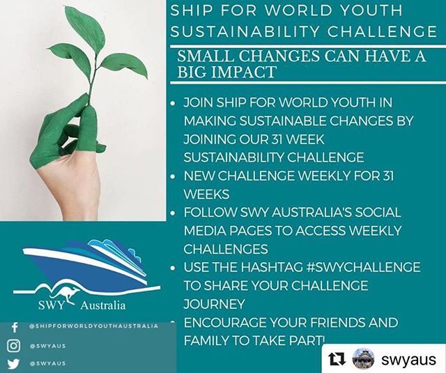 swyreporter's tweet photo. #Repost from @swyaus .
Join the Ship for World Youth- 31 week Environmental Challenge! 🌿🌱♻️
With climate change being a topic being heavily discussed in the media, it is easy to feel overwhelmed by the amount of information on sustainability being made available. It can some… https://t.co/QMfGqqtePK