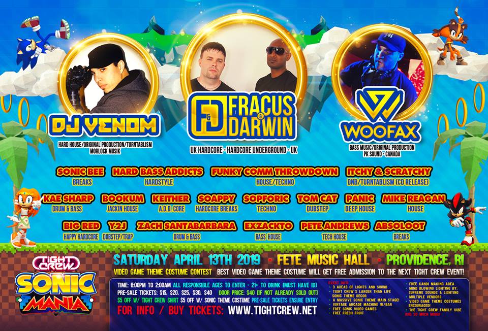 DJKnowledge's tweet image. Get ready, #Providence. #SonicMania presented by Tight Crew is right around the corner! Party with @DjVenomMusic , @FracusAndDarwin , @Woofax , &amp;amp; more at @fetemusic on Apr. 13th. 

Save up to $11 on service fees by visiting the #columnsofknowledge store: hive.co/l/columnstcson…