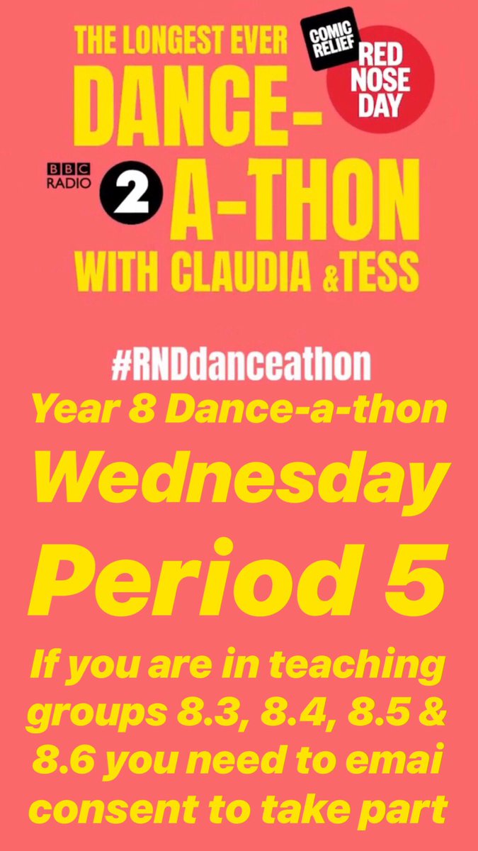 Heads of House (@oldfieldhouses) on Twitter photo Year 8 Dance-a-thon tomorrow for Comic Relief!
Teaching groups 8.1, 8.2 & 8.7 will take part during their PE lesson. If you’re in teaching groups 8.3, 8.4, 8.5 or 8.6 & would like to take part, please email your permission to enquiries@oldfieldschool.com Year 8 Dance-a-thon tomorrow for Comic Relief!
Teaching groups 8.1, 8.2 & 8.7 will take part during their PE lesson. If you’re in teaching groups 8.3, 8.4, 8.5 or 8.6 & would like to take part, please email your permission to enquiries@oldfieldschool.com