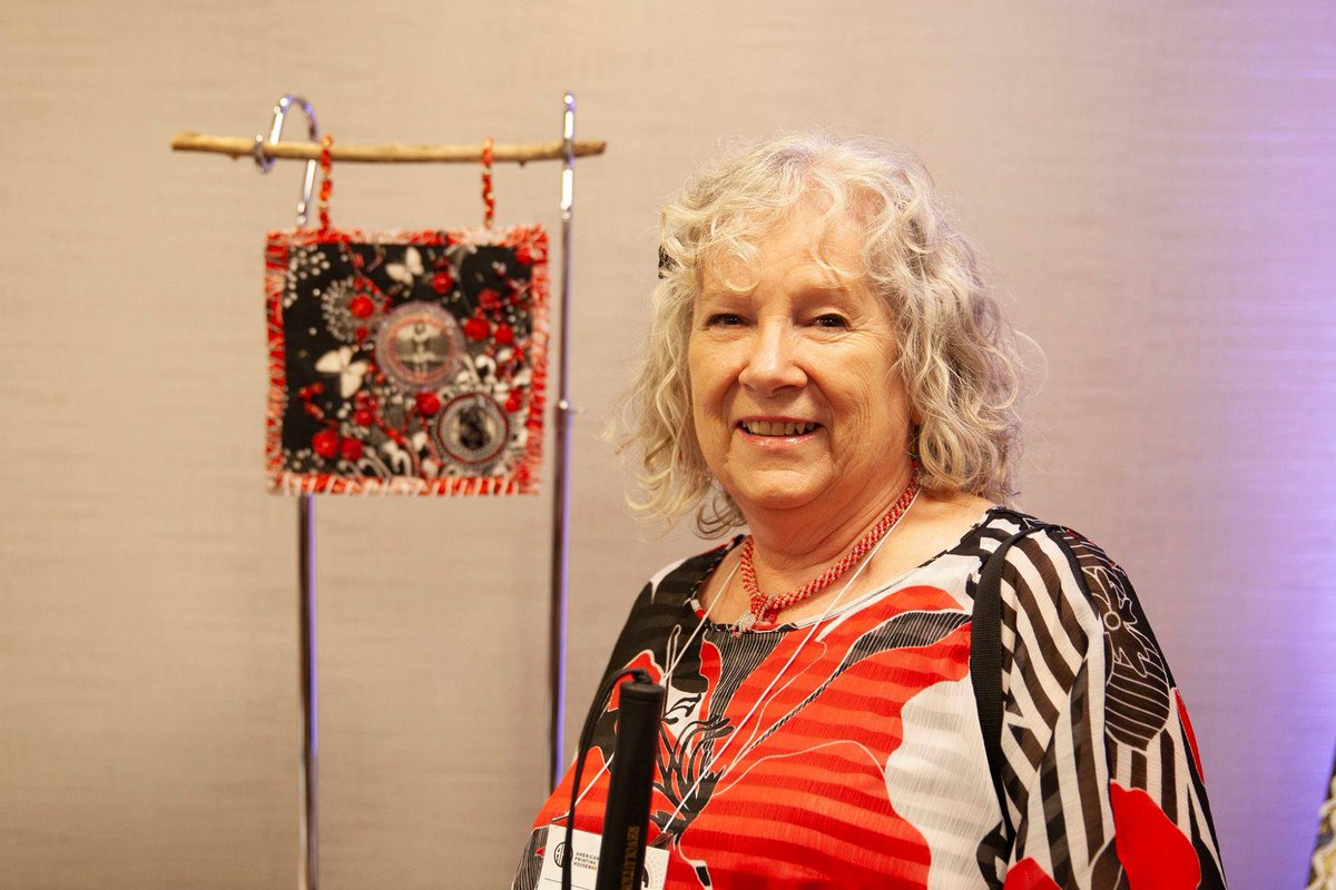 APHfortheBlind's tweet photo. "I get so happy, I can't quit smiling. It means I did it! I continued to make high quality art, even after sight loss." - Artist Lynda McKinney Lambert. Want to enter the InSights Art Competition & Exhibition? Learn more & apply today! https://t.co/1JcTLTkgU8 #APHInSights19 https://t.co/zML5QoBW6z