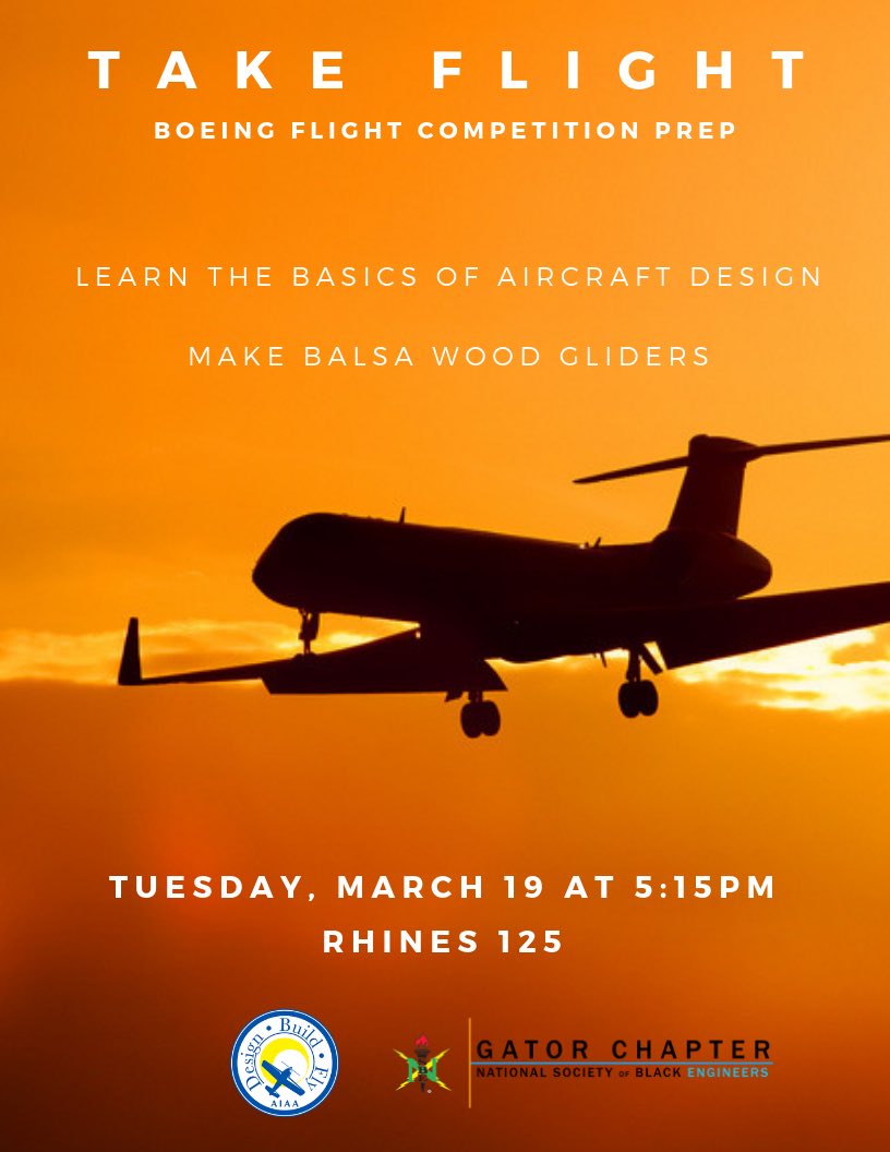 Fly High with NSBE as we team up with Design Build Fly to learn how to make balsawood gliders! All majors are welcome to soar to new heights with us on Tuesday, March 19th in Rhines 125! #uf20 #uf21 #uf22 #uf19 #ufengineering #r3nsbe #gatorengineering