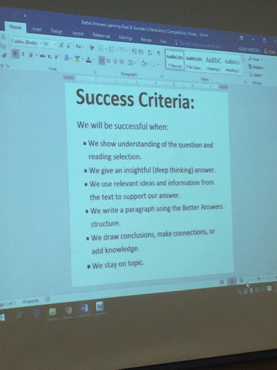 GandyRoom8's tweet photo. Looking at the success criteria for our Better Answers.  #GandyLiteracy https://t.co/MM5PuoaouW