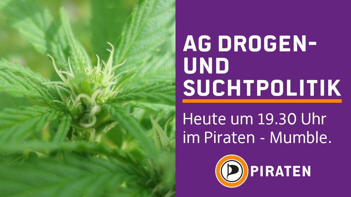 Piratenpartei's tweet photo. Die @PiratenAGDrogen - und Suchtpolitik hat heute, Mi., 20.03.2019 um 19.30 Uhr wieder ihr Treffen im #PIRATEN-NRW-#Mumble. https://t.co/XTtKh8337n https://t.co/BeYGmv8aKK