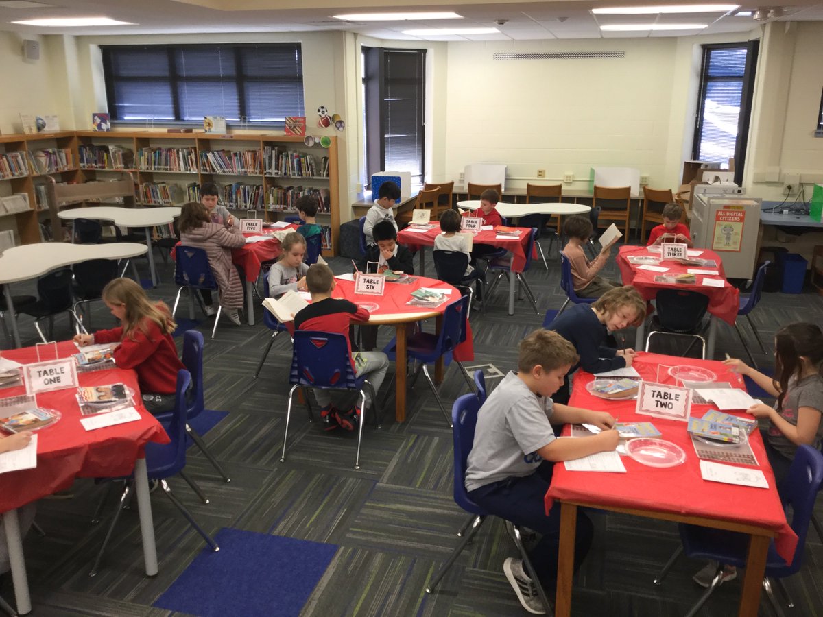 StrachnLMS23's tweet photo. So much FUN introducing the Battle Books to the 3rd Grade Classes with a Book Tasting! @D23Ross https://t.co/zJuFQSioa0
