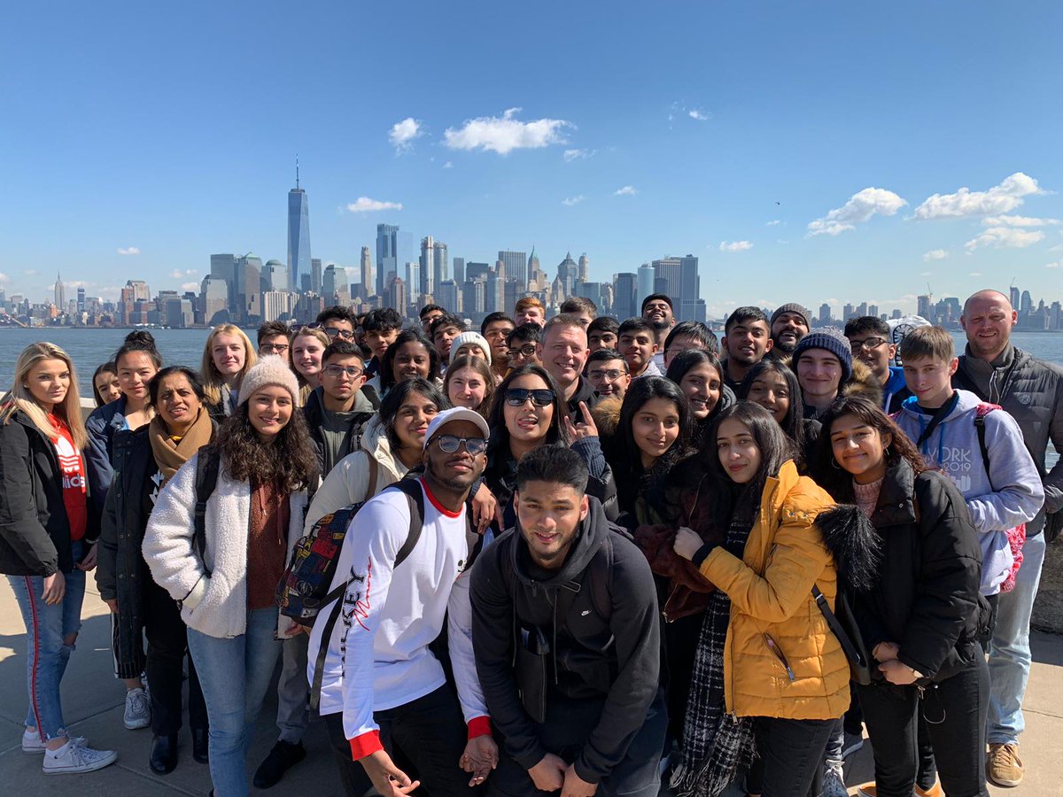 WQE_NazJ's tweet photo. WQE in New York - Business and Econ students at Ellis Island, Statue of Liberty and United Nations today. #walkedmiles https://t.co/eFPTEpirmz