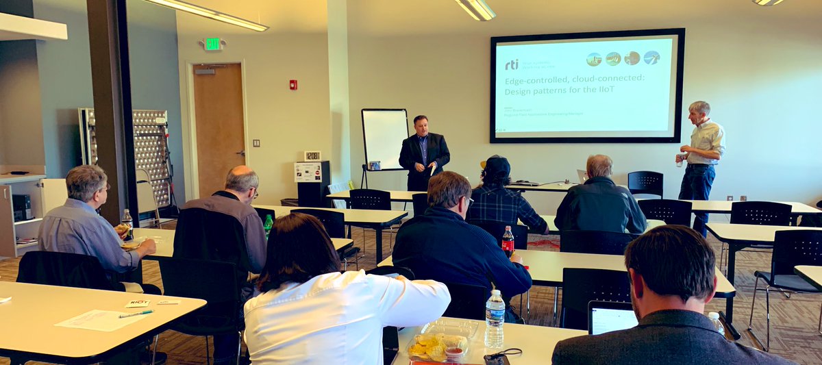 SarahGlovaPhD's tweet photo. Kicking off a Lunch &amp; Learn about Edge-Controlled and Cloud-Connected Design Patterns - in #Charlotte with @rti_software’s John Breitenbach. @NCRIoT @CharlotteIoT @Launch_Factory_ 

#iot #iiot https://t.co/7d5zOqYhH8