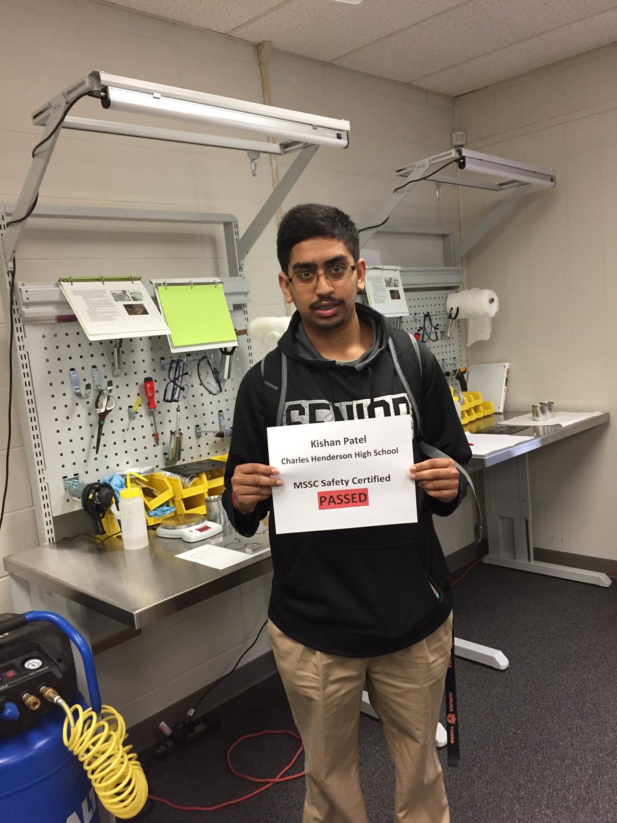 chhs_sonnyk's tweet photo. And then there was 2!  Congratulations to Kishan Patel for being the 2nd student to pass the MSSC Safety Certification test!! #CHHS #MSSC #doingBIGthings #ESCC https://t.co/EvHRNPg0sY