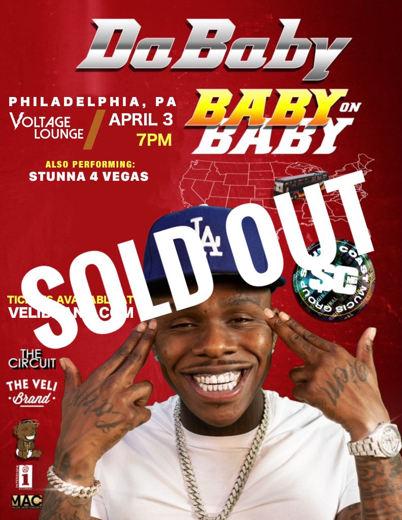 __Veli's tweet photo. Excited to add another SOLD OUT plaque to the @VeliBrand wall..

.@DaBabyDaBaby in #PHILLY April 3rd 100% SOLDOUT https://t.co/F7RNomwEum