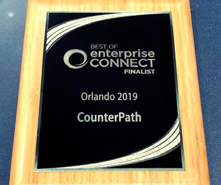 CounterPath's tweet photo. It was an honor to be in the #BestOfEnterpriseConnectAward finalist circle. Here's a sneak peek into the #Awards ceremony at #EC19. #CounterPathAtEC19 @nojitter @enterprisecon https://t.co/CDdqknvs81