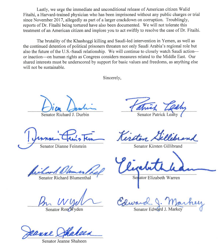 SenatorDurbin's tweet photo. The brutality of the Khashoggi killing &amp; Saudi-led intervention in Yemen, as well as the continued detention of political prisoners, threatens the future of the U.S.-Saudi relationship. Today I wrote to King Salman calling on him to release those he still has unjustly imprisoned. https://t.co/6TsUlCpeeZ