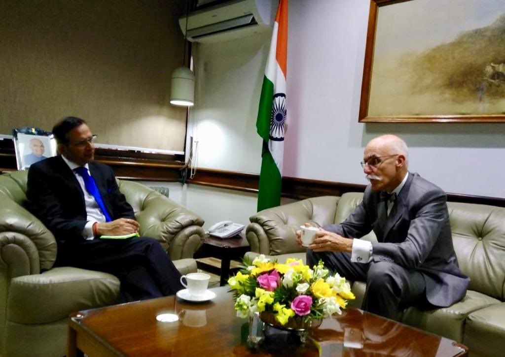 IndiainPakistan's tweet photo. Diplomatic coordination between the EU and India continues. High Commissioner @AjayBis met with EU Ambassador @JFCautainEU for wide-ranging discussions on several regional issues, including Afghanistan and the challenge of terrorism. https://t.co/xXtNCkmLnB