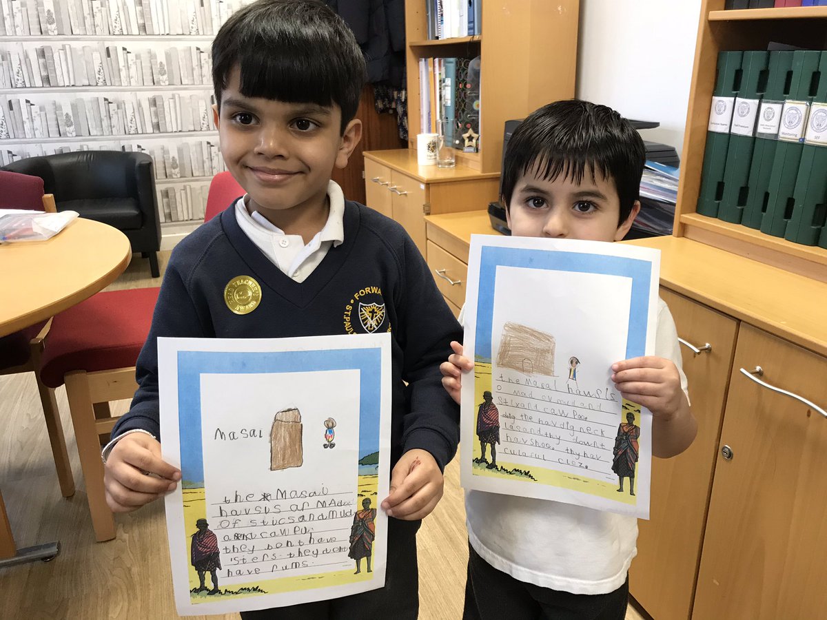 StPaulsBolton's tweet photo. What a great end to the day! Mrs Lister loved reading Adam’s and Abdullah’s writing about the Masai✍🏽 👏🏽 #headteacheraward #topicwriting https://t.co/LaZhCXVuAa