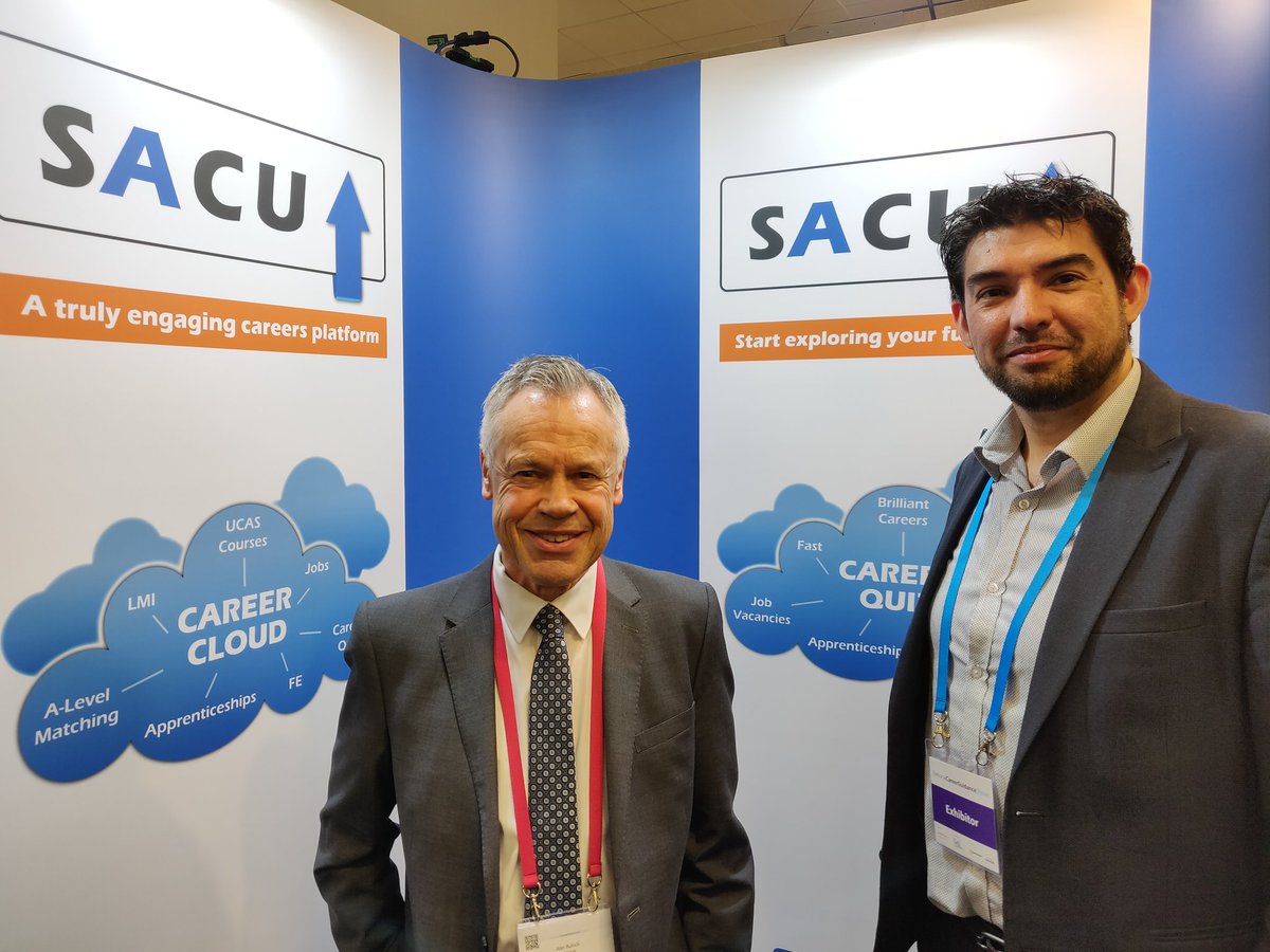 SACU_STUDENT's tweet photo. Great to meet so many careers advisers and Heads of Sixth at the #NCGS2019 - thanks for dropping by!
It was even nice to meet up with @alancareersguru ;-)
#Careers #CareerCloud https://t.co/GvQhU5B5rw