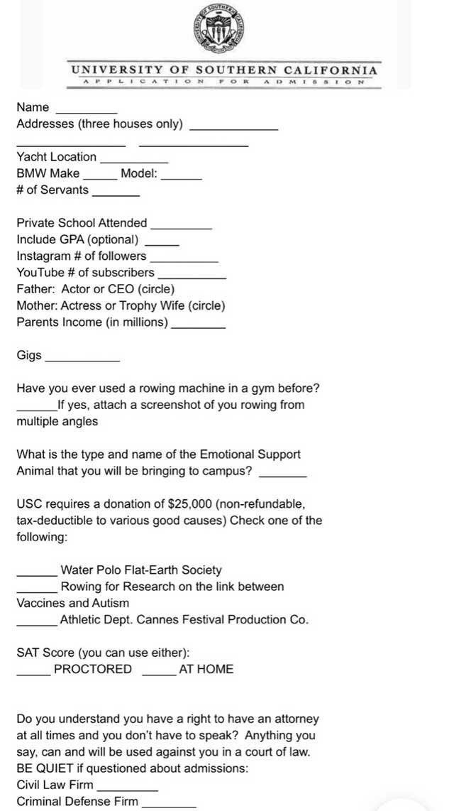 ChwangJulian's tweet photo. Lol...who did this for the USC undergrad application?!? Also, they be charging 57k for a year of tuition as of next year. #PayOn https://t.co/QZhJDpkQFm