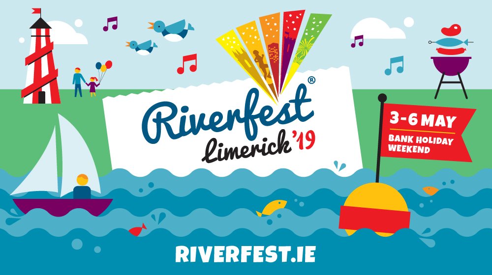 RiverfestLmk's tweet photo. Save the date! #RiverfestLimerick returns for the May Bank Holiday weekend, Friday 3rd - Monday 6th May. Full details coming soon...stay tuned to keep up to date! 🚣‍♀️🌭🎡 https://t.co/hutqQlQ6hO