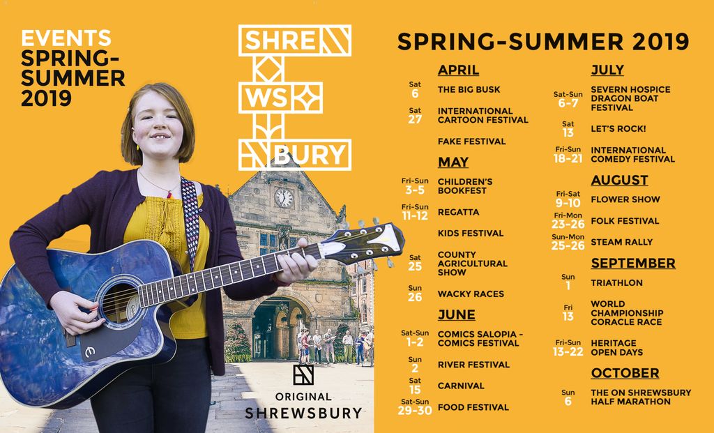 OriginalShrews's tweet photo. Music, art, flowers, books, food, sport and more. Here are some #originalevents in Shrewsbury this spring and summer https://t.co/4tLmkOYTpE