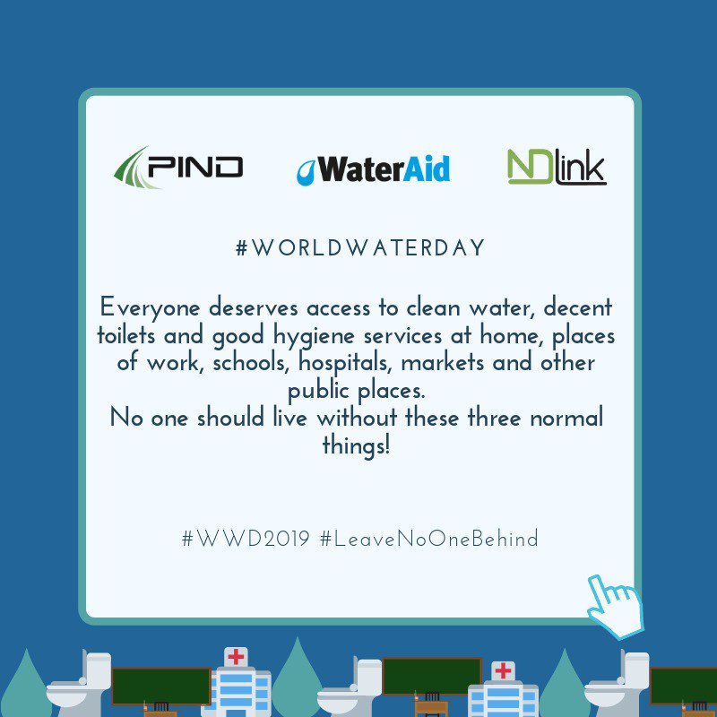 PINDFoundation's tweet photo. Everyone deserves access to clean #water🥤 , decent toilets 🚽, and good #hygiene services 

#WWD2019
#WorldWaterDay
#NDWaterDay https://t.co/oQHyG34tgZ