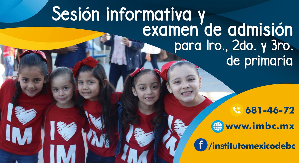 Sesión informativa y Examen de admisión para 1ro., 2do. y 3er. grado de primaria Ciclo Escolar 2019-2020.