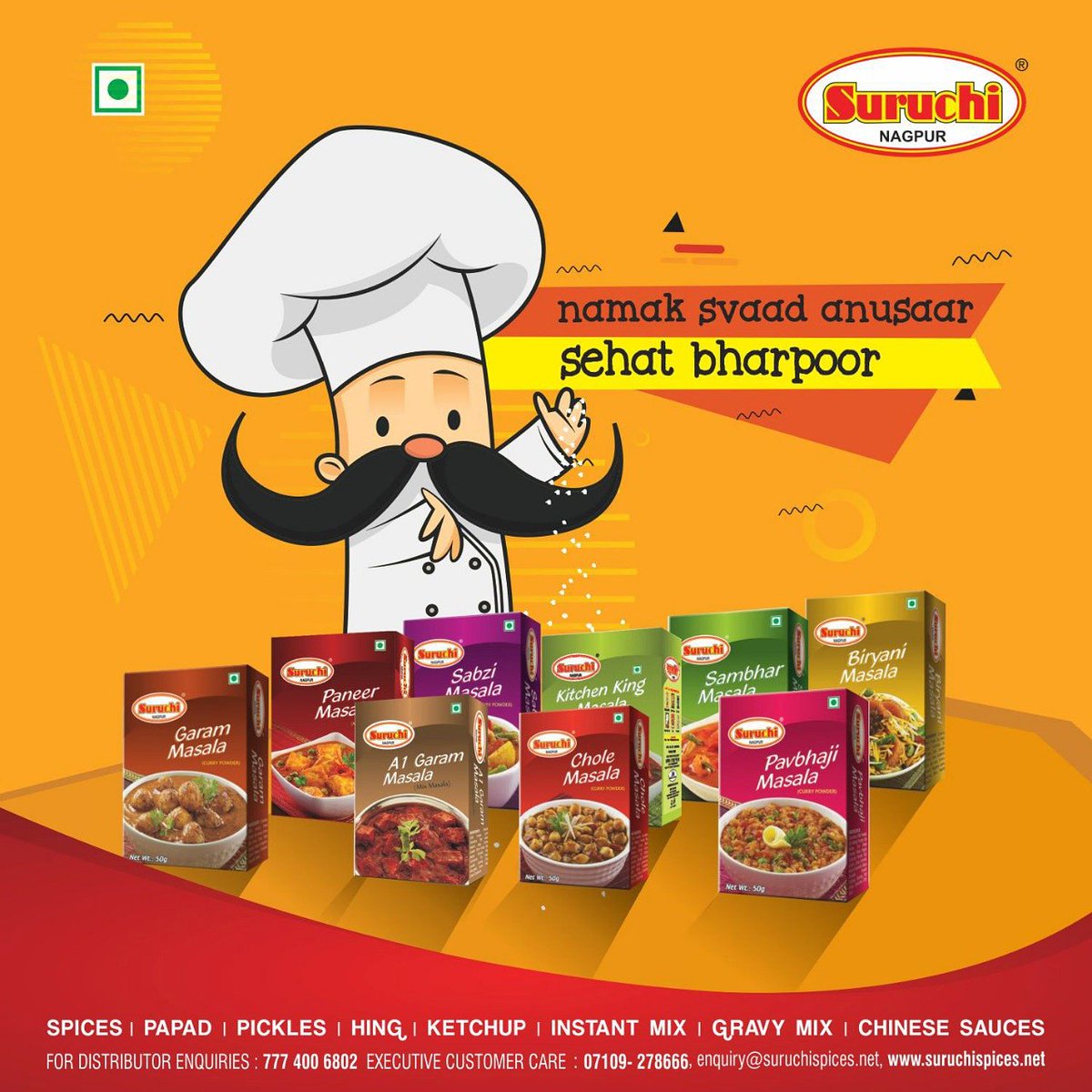 SuruchiSpicesIN's tweet photo. #Suruchi spices, presenting a complete range of spices. Masale jo rakhe apki sehat ka khayal aur de bharpur swad!

For more log into our website: https://t.co/DeVNB0gBba https://t.co/Hi7gZcWVyf