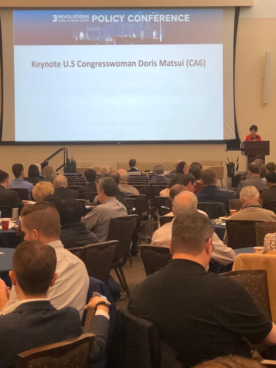 3Rev_ITSDavis's tweet photo. US Congressperson Doris Matsui, keynote speaker, on developing federal policy to enable #ElectricVehicle #ridesharing
#AutomatedVehicles to benefit all people and allow the redesign of cities. @MatsuiDoris @congressdotgov #3RConference https://t.co/aajJdusn1r