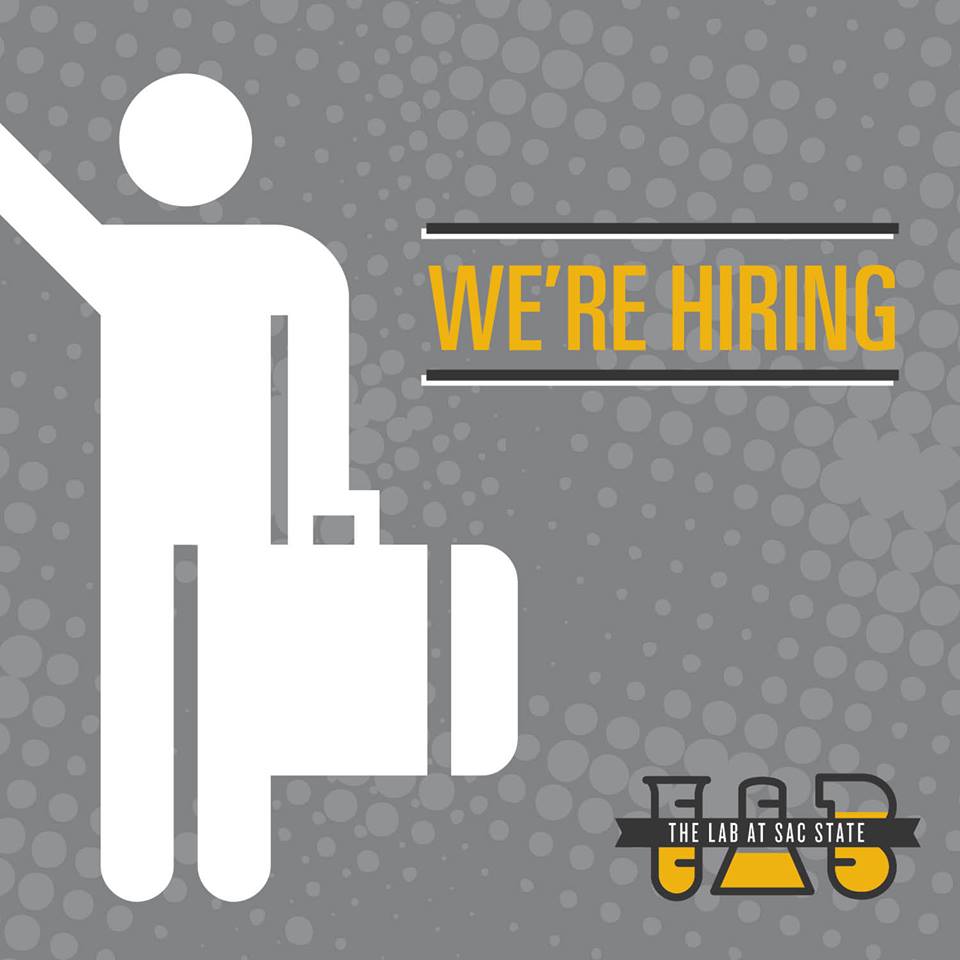 sacstateunion's tweet photo. The Lab is hiring interns for the next year! Design Interns are responsible for creating design collateral for the Union, The WELL, and UNIQUE, experiencing poster design, campaign building, logo concept, and more. This is a paid position. Apply now at https://t.co/FS3Jrfp2mY! https://t.co/DLnj5RG368