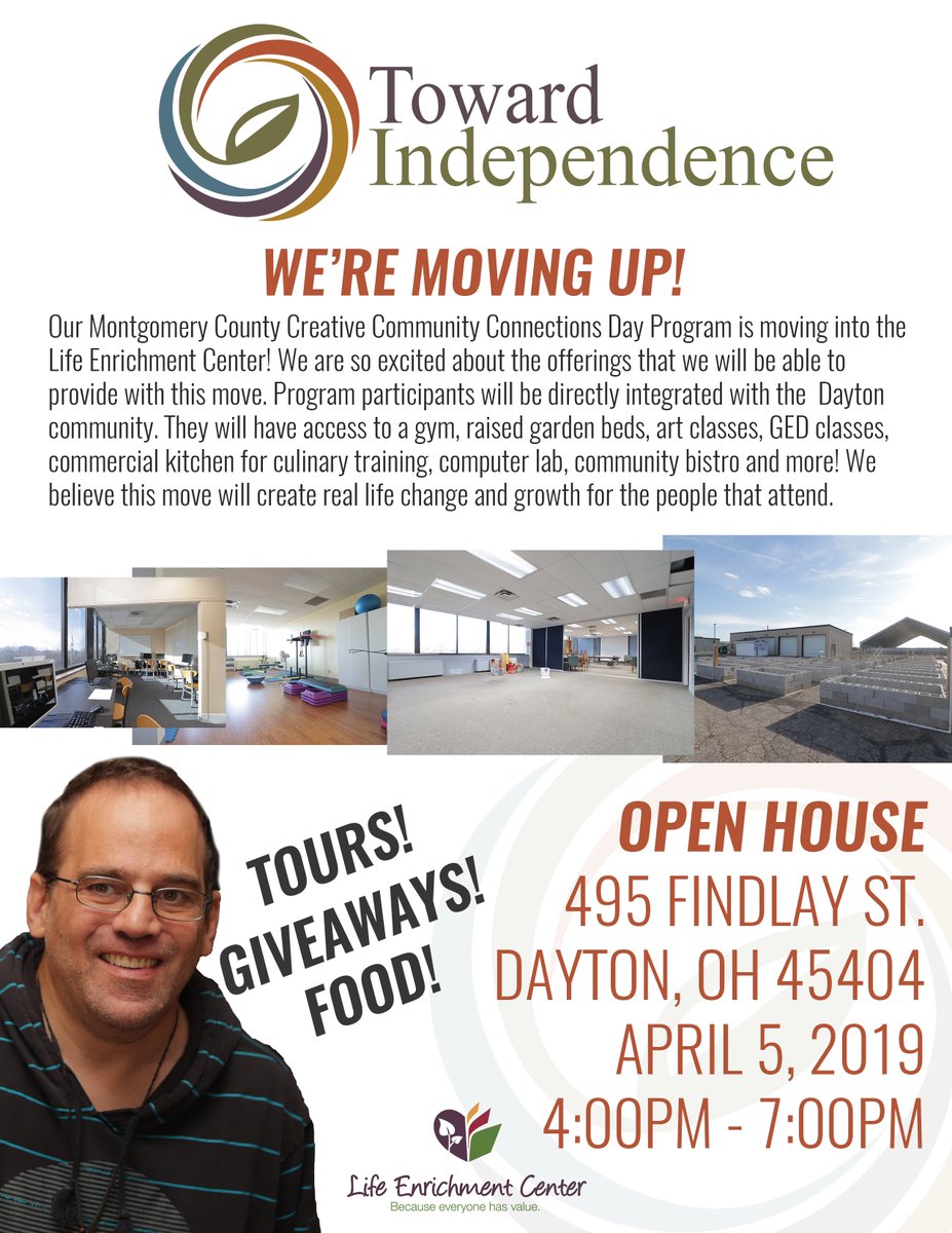 t_independence's tweet photo. We are excited to be moving into the Life Enrichment Center  and all of the opportunities it will give to those that attend our CCC Day Program! Want to come take a tour and learn more? Join us April 5 for our Open House! https://t.co/cI2HxNwx3e