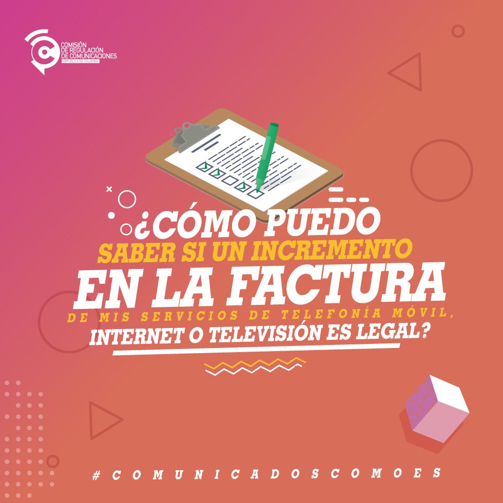 ColombiamasTV1's tweet photo. Busca en el contrato 📜 las tarifas de tus servicios y el valor máximo anual que podrían aumentar. Solamente te pueden aplicar lo pactado. Si quieres aprender más, visita 👉https://t.co/EusLDjVbLS #ComunicadosComoEs https://t.co/LmUMQ98XWc