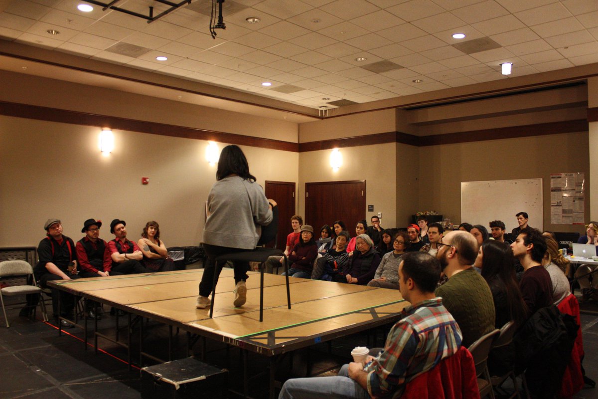 americanrep's tweet photo. Pics from this weekend's rehearsal of @sporkalob's Dragon Mama (part of her DRAGON CYCLE). The team got to try out the custom seating configuration and story in front of a test audience which featured members of our #EndlingsART fam.

DRAGON CYCLE begins TOMORROW! https://t.co/vmGJo94I9v
