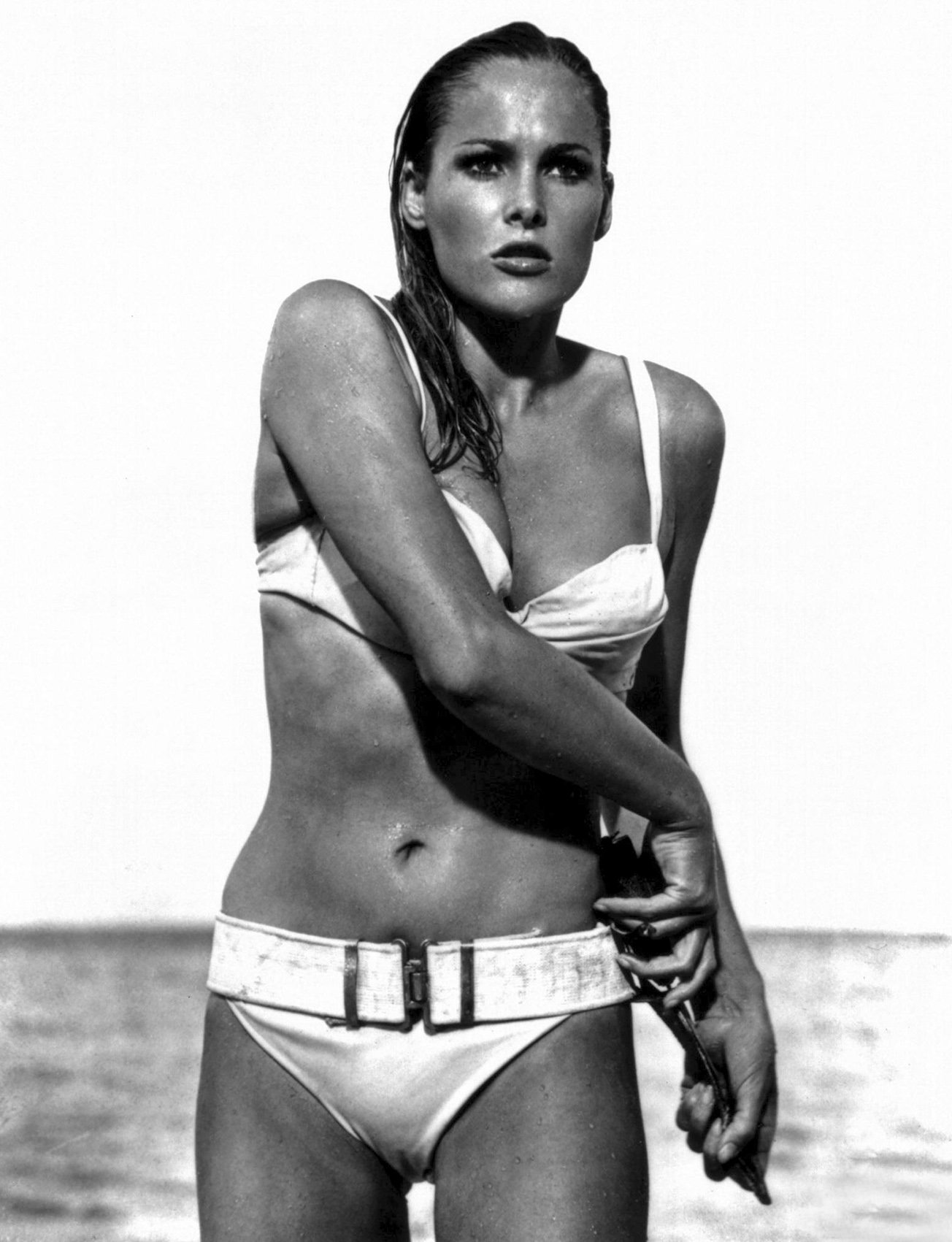 Wishing Ursula Andress a very happy 83rd birthday!
Seen here as Honey Ryder in Dr. No (1962). 