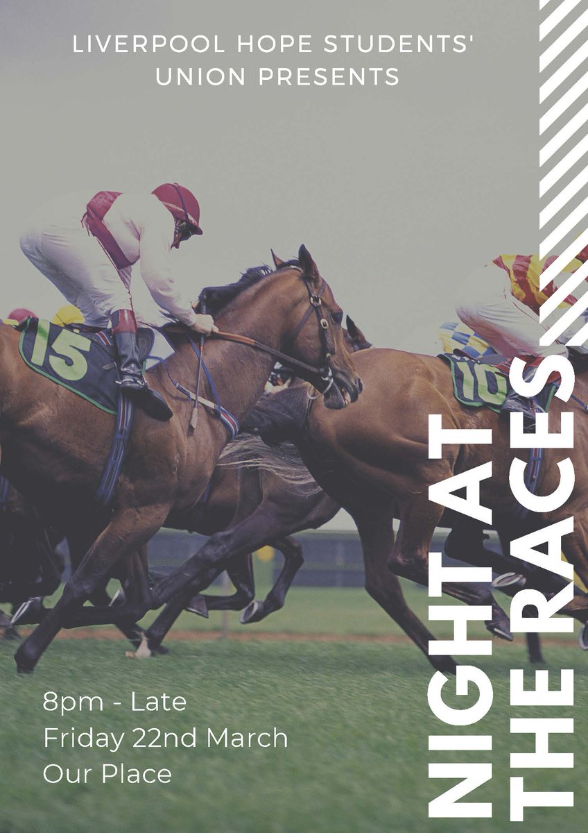 JOIN YOUR STUDENTS' UNION FOR AN EPIC NIGHT OF ODDS.🏇🏼🏇🏼🏇🏼

Bet with fake money, win real prizes! Feeling lucky?🍀 Come 1st and you could get your hands on an Amazon Fire Tablet🙌🏼🙌🏼

So join us at 8pm in Our Place, This Friday and watch the races unfold💃🏼💃🏼💃🏼