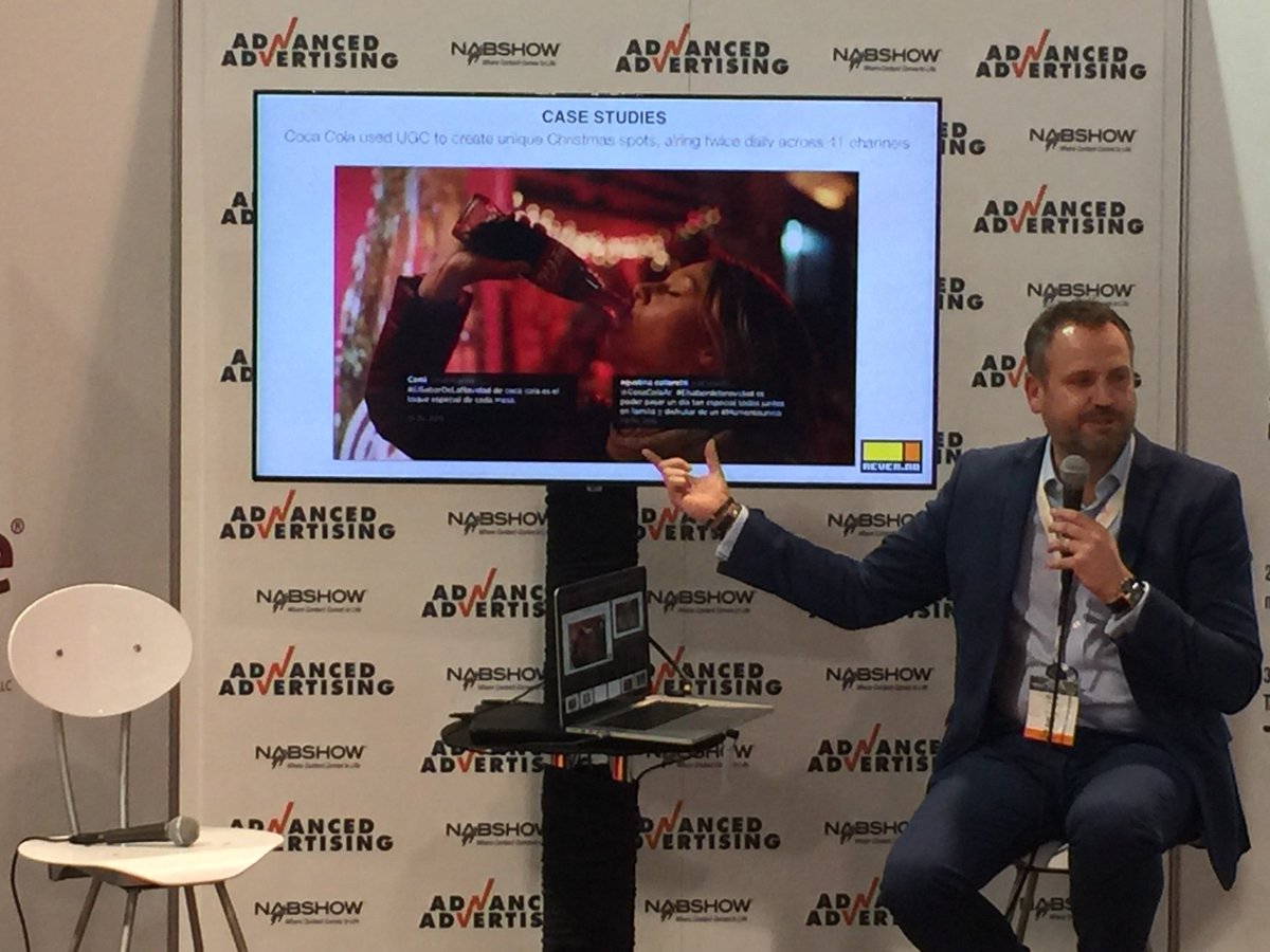 Dizplai's tweet photo. Our MD Scott, demonstrating how our social engagement platform can make TV social and advertising dynamic at last year's @NABShow We can't wait to show all the new features this year! View some of our amazing work here: //bit.ly/2TK6cRz #NAB2019 #SocialTV #dynamicadvertising https://t.co/GTNKR5jdZI