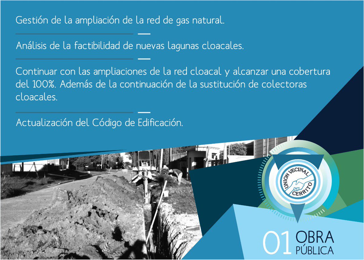 VecinalCerrito's tweet photo. Presentamos nuestro primer eje de la plataforma de Gobierno 2019-2023
🔹OBRA PÚBLICA🔹
Seguimos creciendo, sumando ideas para una mejor calidad de Vida!
#somosVECINOS #somosVECINAL #somosCERRITO
@VecinalCerrito 
@VaninaGrinov https://t.co/IU6gFyTtmo
