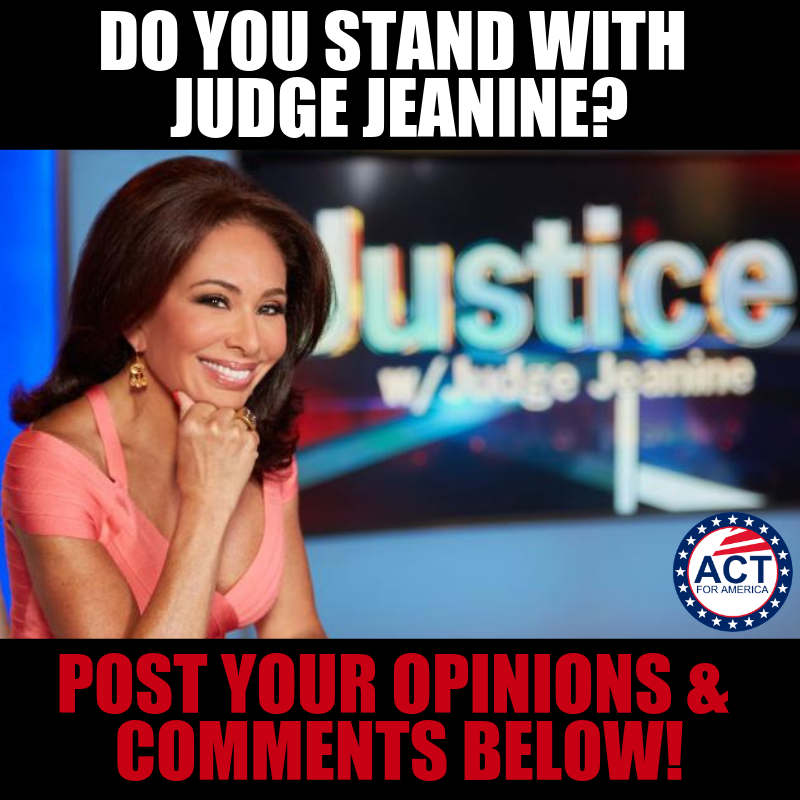 ACTBrigitte's tweet photo. I 100% STAND with Judge Jeanine!

Stand with me here: https://t.co/za0EIVZFng https://t.co/BOxcSmJMg8