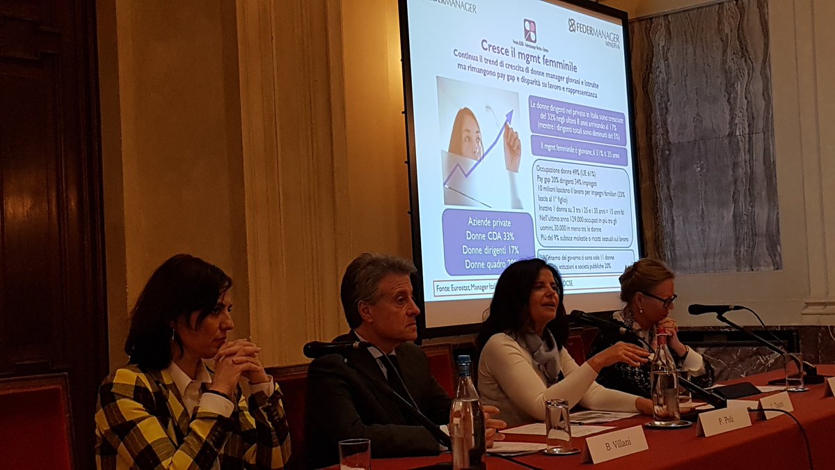 ALDAI_Mi's tweet photo. Il punto su “la crescita del management femminile” presentato da @Paolapolip , Coordinatrice Gruppo Minerva #ALDAI-Federmanager per #MeritoTalento2019. https://t.co/Pmf1dhgiPV