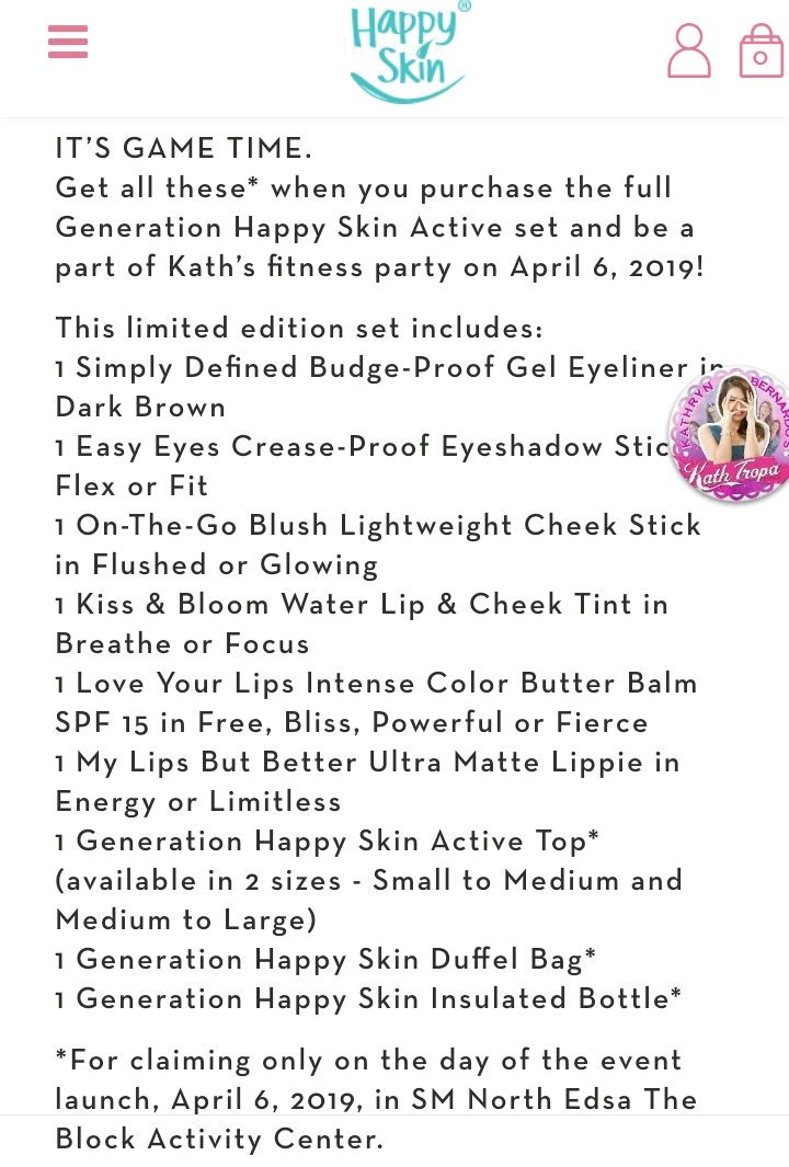 KATHTropaOFC's tweet photo. Get your @happyskin_ph Generation Active set and be part of @bernardokath's Fitness Party on April 6, 2019 at SM North EDSAπ See you there!
Shop here: https://t.co/JJ1O369CLA
#KathXHappySkin #GHSActive
@RissaMananquil @min_bernardo @lulumromero
#KCA #VoteKathrynBernardo https://t.co/ZRMWhgpqjE