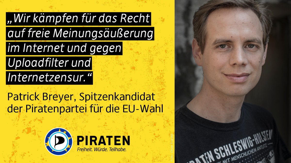 echo_pbreyer's tweet photo. Patrick Breyer spricht sich auf dem #bpt191 der #PIRATEN klar gegen #uploadfilter und #artikel13 aus. Kommenden Samstag demonstrieren wir gemeinsam bei #SaveYourInternet in ganz #Europa.
#SaveTheInternet #NieMehrCDU #NieMehrSPD #WirSindKeineBots #Artikel13Demo
(Team Patrick) https://t.co/Kbv4BIsdm0