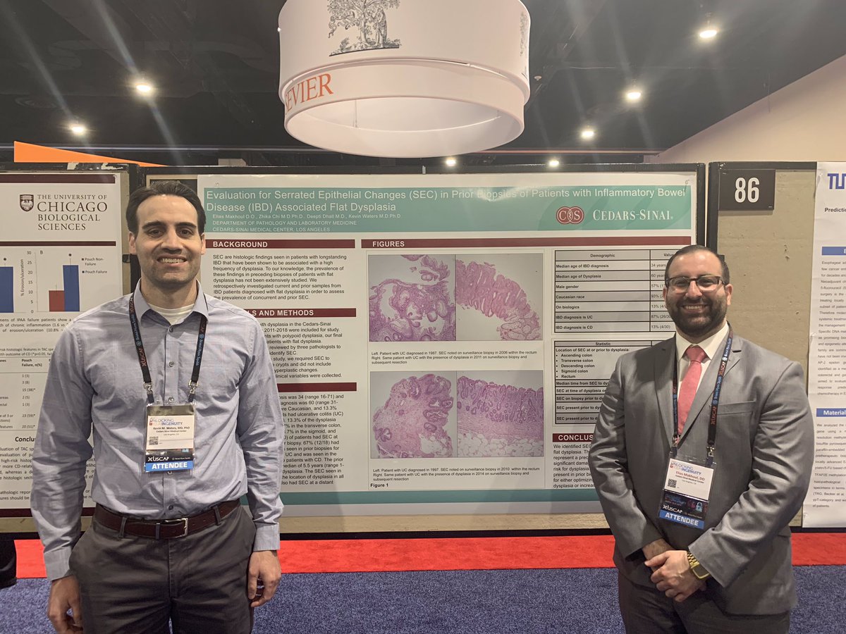BeverlyPath's tweet photo. Come visit Dr. Elias Makhoul at poster 85 for his presentation with his mentor Dr. Kevin Waters on serrated epithelial changes in IBD patients #uscap2019 https://t.co/cbx82Uletg