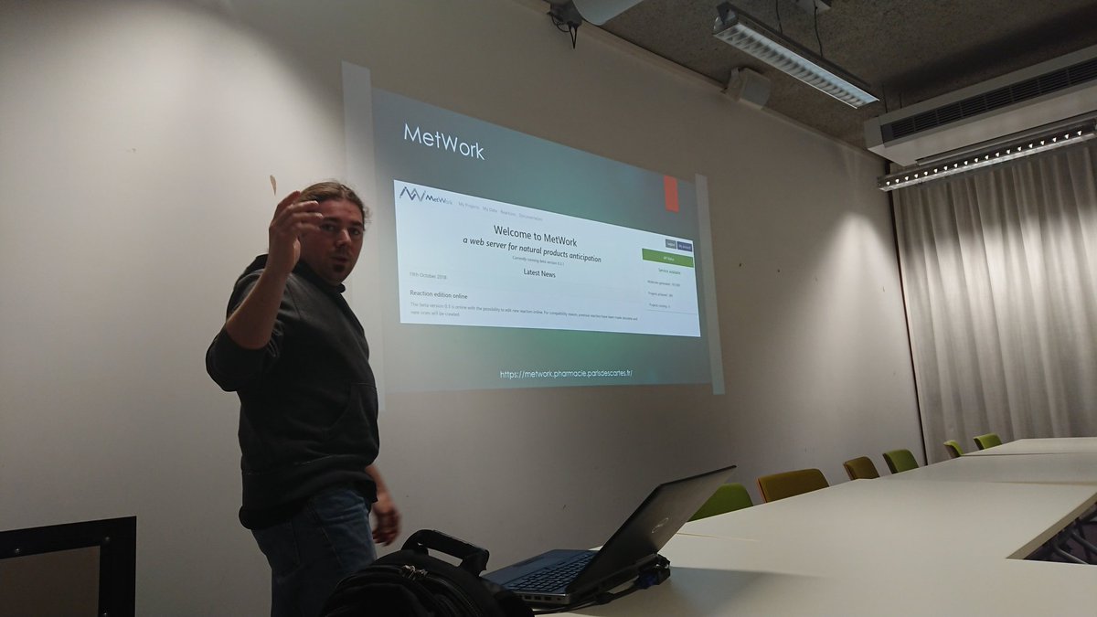 jjjvanderhooft's tweet photo. Such a pleasure to have @GentaJouveG over to discuss concepts of metabolite anticipation and introduce #MetWork that uses CFM-ID (@WishartLab) in combination with predicted reactants for #naturalproducts #annotation. Also discussed possible links with @GNPS_UCSD and @ms2lda! ๐ https://t.co/eQIin9Ete5