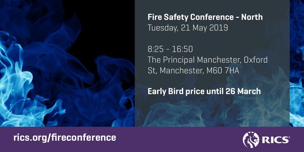 RICSnews's tweet photo. The RICS Fire Safety Conference returns. Join us in Manchester on 21 May for a discussion on how fire safety considerations are impacting the sector and how the industry needs to change. Book before March 26 for earlybird rates. #RICSfiresafety https://t.co/golRvQsQ6O https://t.co/FedDfLWTHq