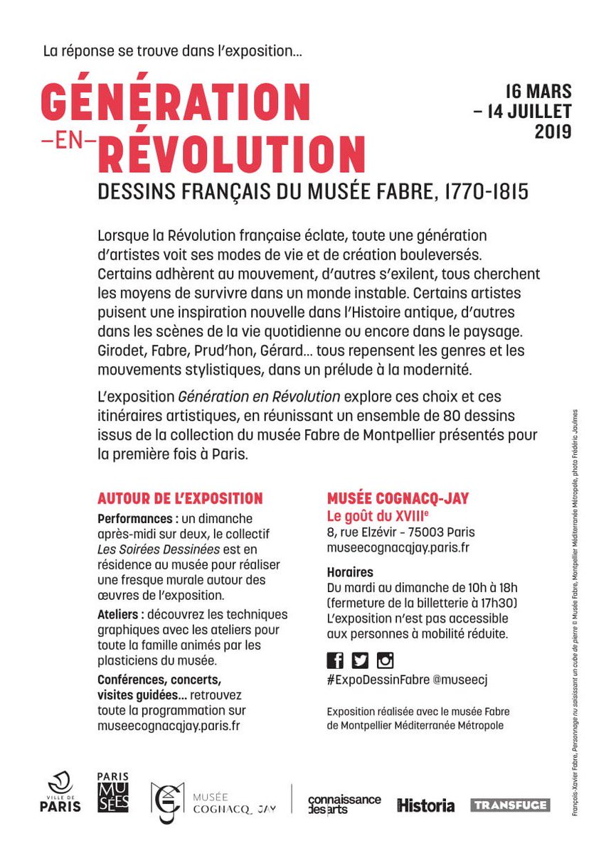 Eyekard's tweet photo. Au @museecj, vous attend l'#ExpoDessinFabre #GenerationRevolution. Découvrez 80 dessins de la collection du Musée Fabre qui témoignent des bouleversements artistiques pendant la révolution française, pour toute une génération d'artistes.

Quelle expo vous tente le plus ? 🙂 https://t.co/BR7zuGXxHx