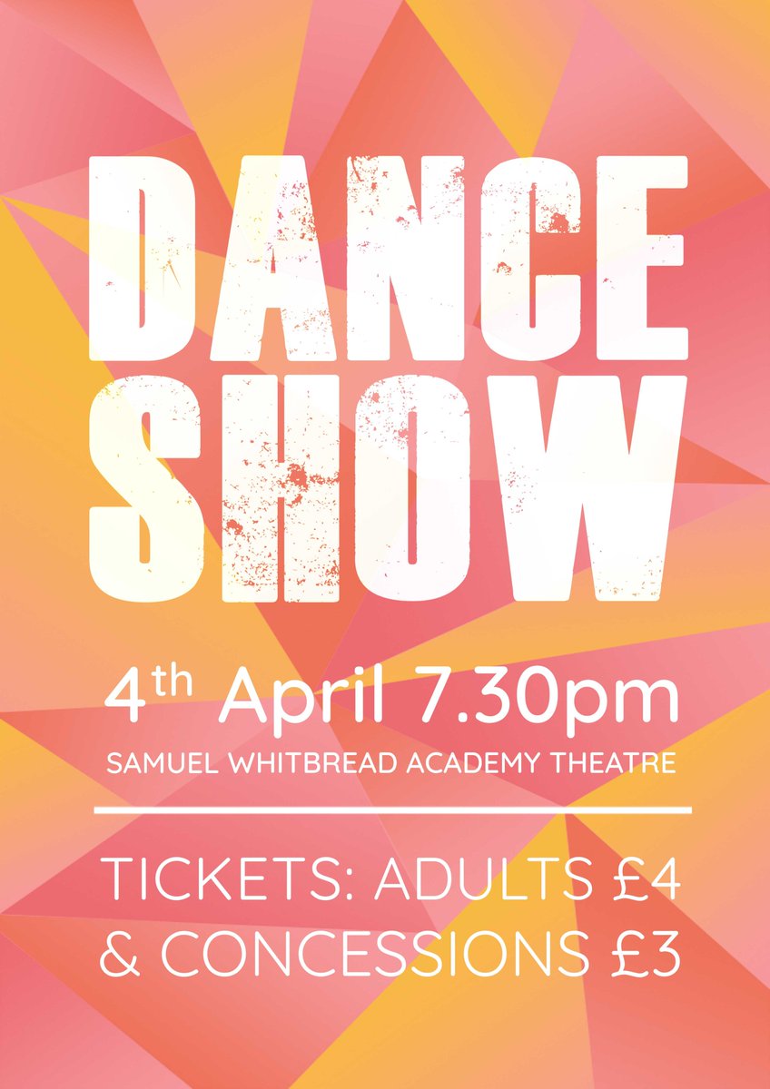 SWAPerfArts's tweet photo. SWA Easter Dance Show Thurs 4th April; Y11 exam work, extra curricular and a few guest appearances from RBA dancers and the SWA cheer squad
#rolluprollup #getyourticketsquick #dancerslife https://t.co/PjOGP0qpN1