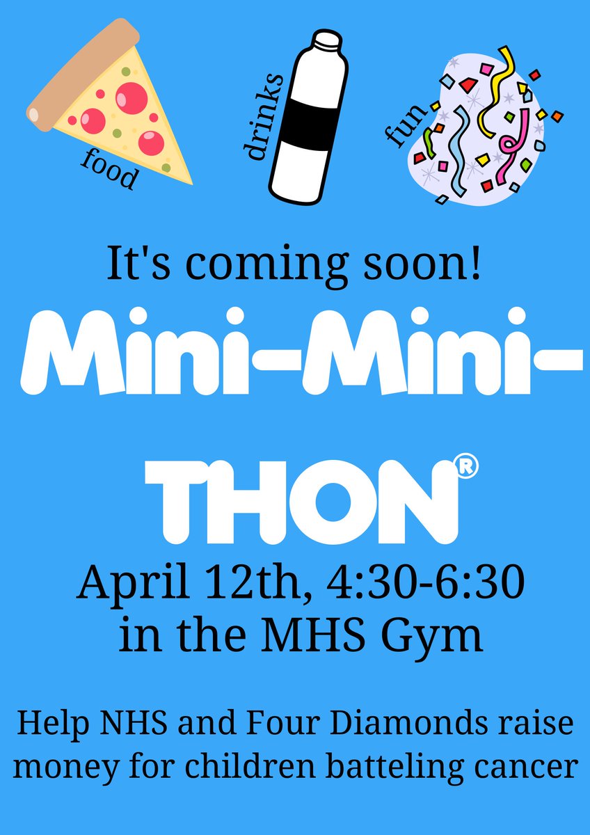 VilleMiniTHON's tweet photo. Everyone it is that time again! To kick off Mini-THON season NHS will be hosting Mini-Mini-THON for elementary students on April 12th! Make sure to tell everyone you can because this event will help raise money for children fighting cancer #FTK
💙💙💙 https://t.co/tJOaXxccMf