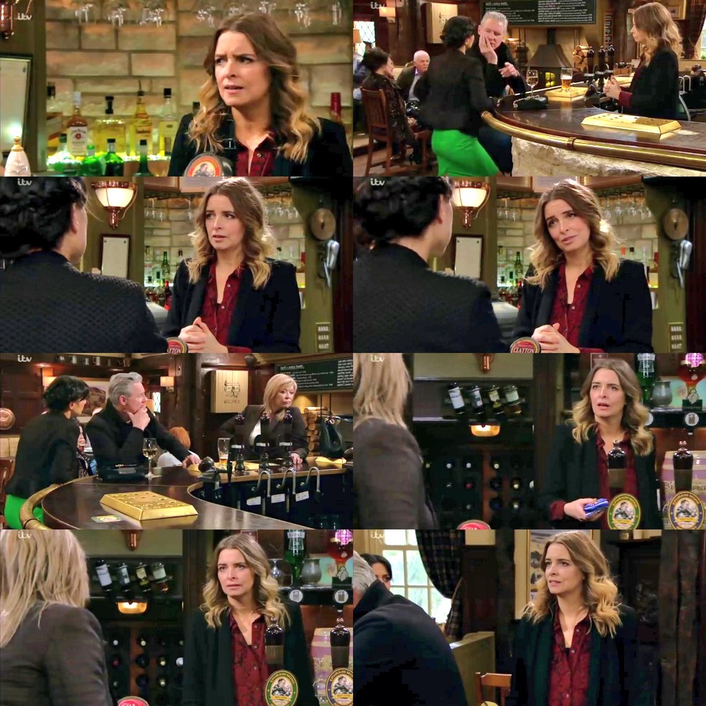 Parkiewolf's tweet photo. 14/3/19 P2 - Charity's reaction to Kim was classic😂 Charging £10 a glass of wine🤣 Love the lil Vanessa &amp; Moira scene &amp; Vanity's synchronised arm cross 😍 Charity &amp; Vanessa were so fit smoking hot in this ep 🔥

#CharityDingle #VanessaWoodfield #Vanity #VanityFamily #Emmerdale https://t.co/YxcL2arwv7