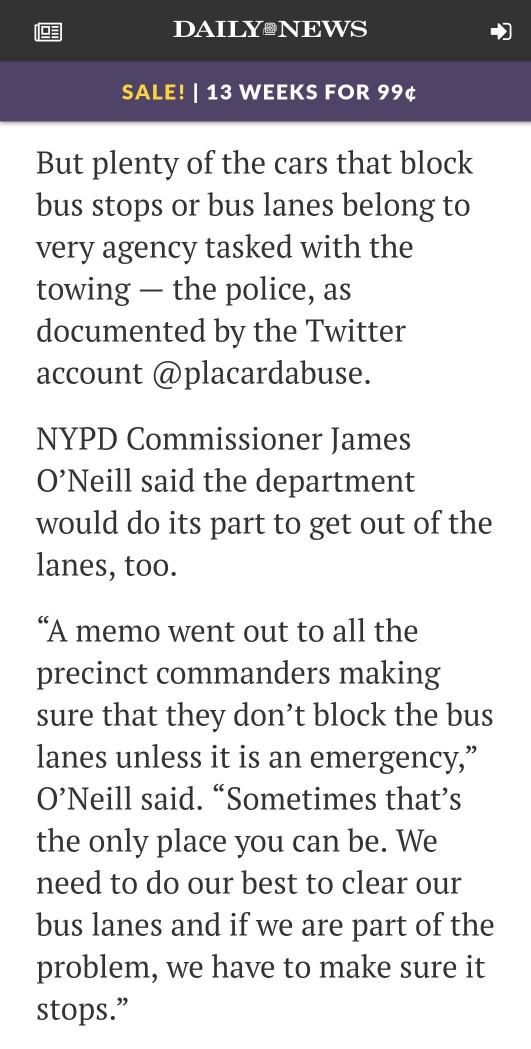 placardabuse's tweet image. This is a "self-enforcement zone" where @NYPDTransit is responsible for issuing tickets instead if @NYPDTransport.

As you can see, their focus on transit is doing wonders for the @NYCTBus stop. And the bicycle lane, too.

#ZeroAction 
#placardcorruption 
#busturnaround