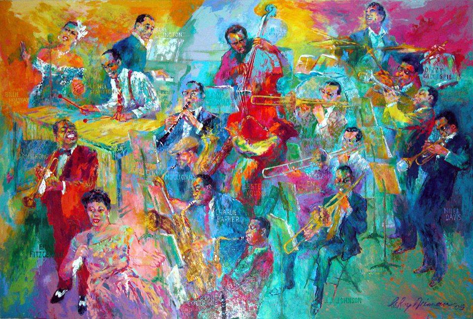 'Big Band' painting by LeRoy Neiman (1921–2012)
#artjazz #jazz #LeroyNeiman