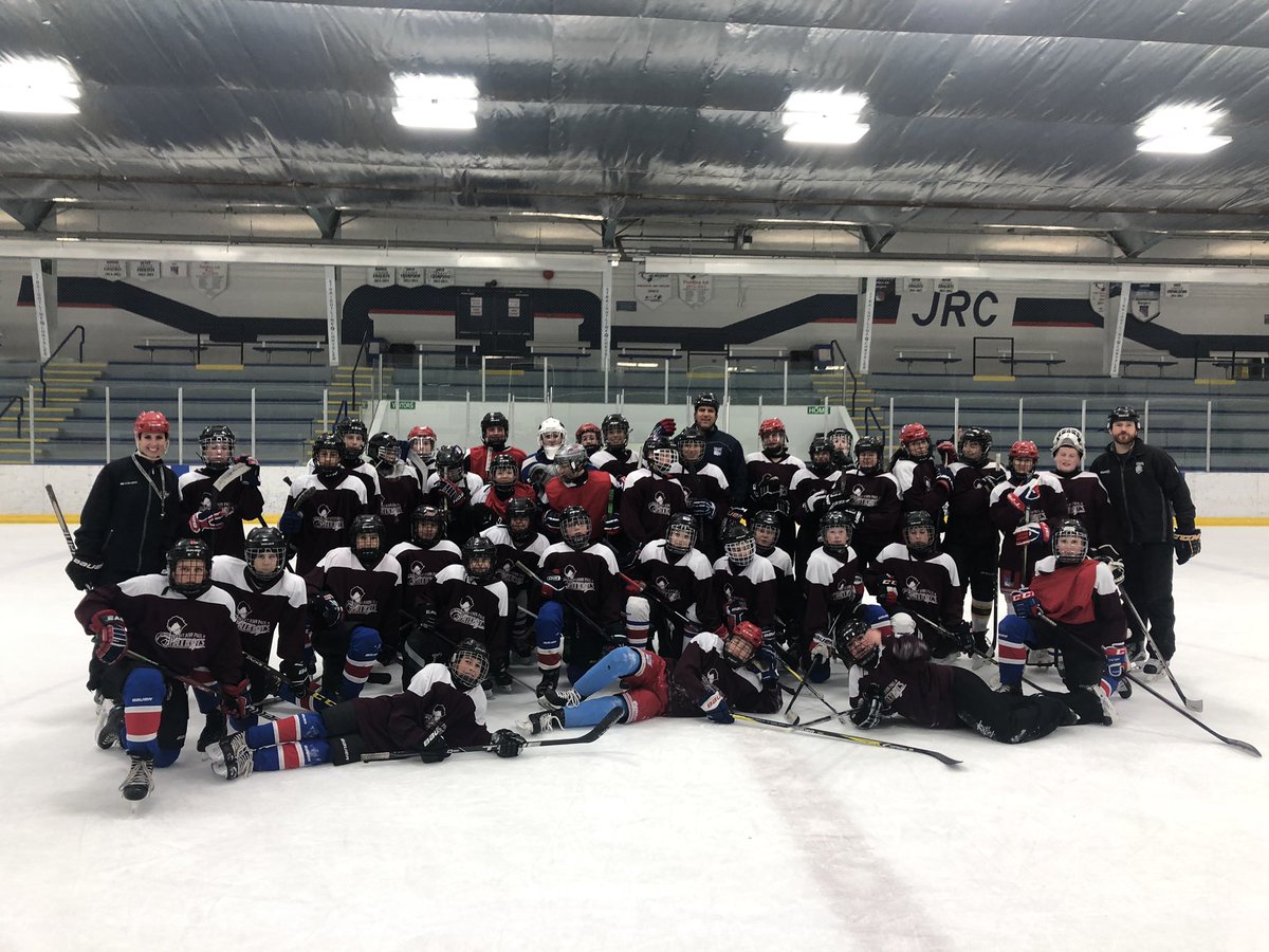 RobertStecyk's tweet photo. What a great way to start the day building relationships, supporting school programming and strengthening school-Parish connections. Thanks to Fr. Kris for coming out to play ringette and hockey with our @stjp2cs Sport4Life students @EICSTalks #GodsMasterpiece https://t.co/QqPVJKlR63